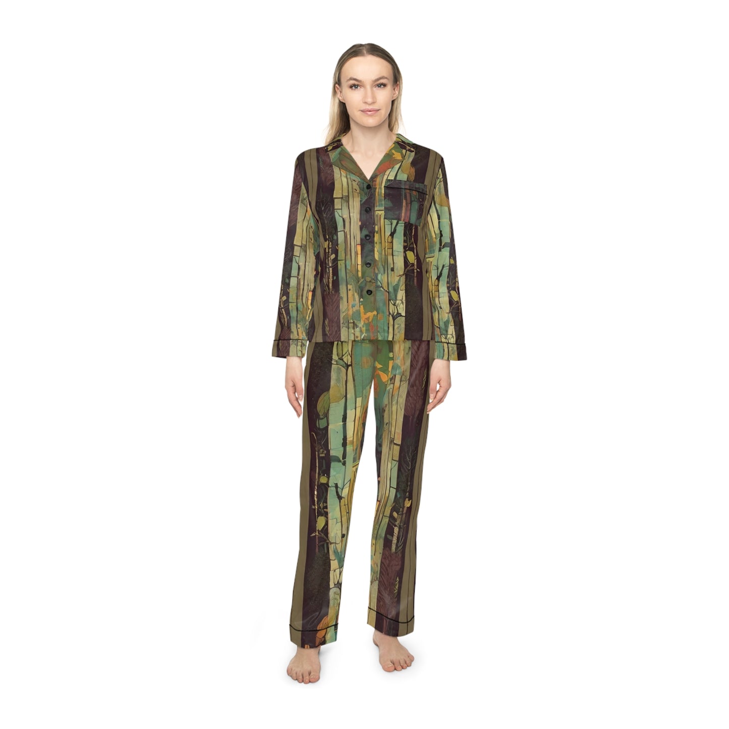 Whispering Woods Women's Satin Pajamas (AOP)