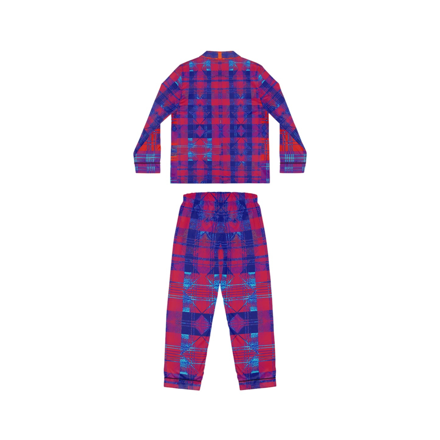 Red & Blue Plaid Women's Satin Pajamas (AOP)