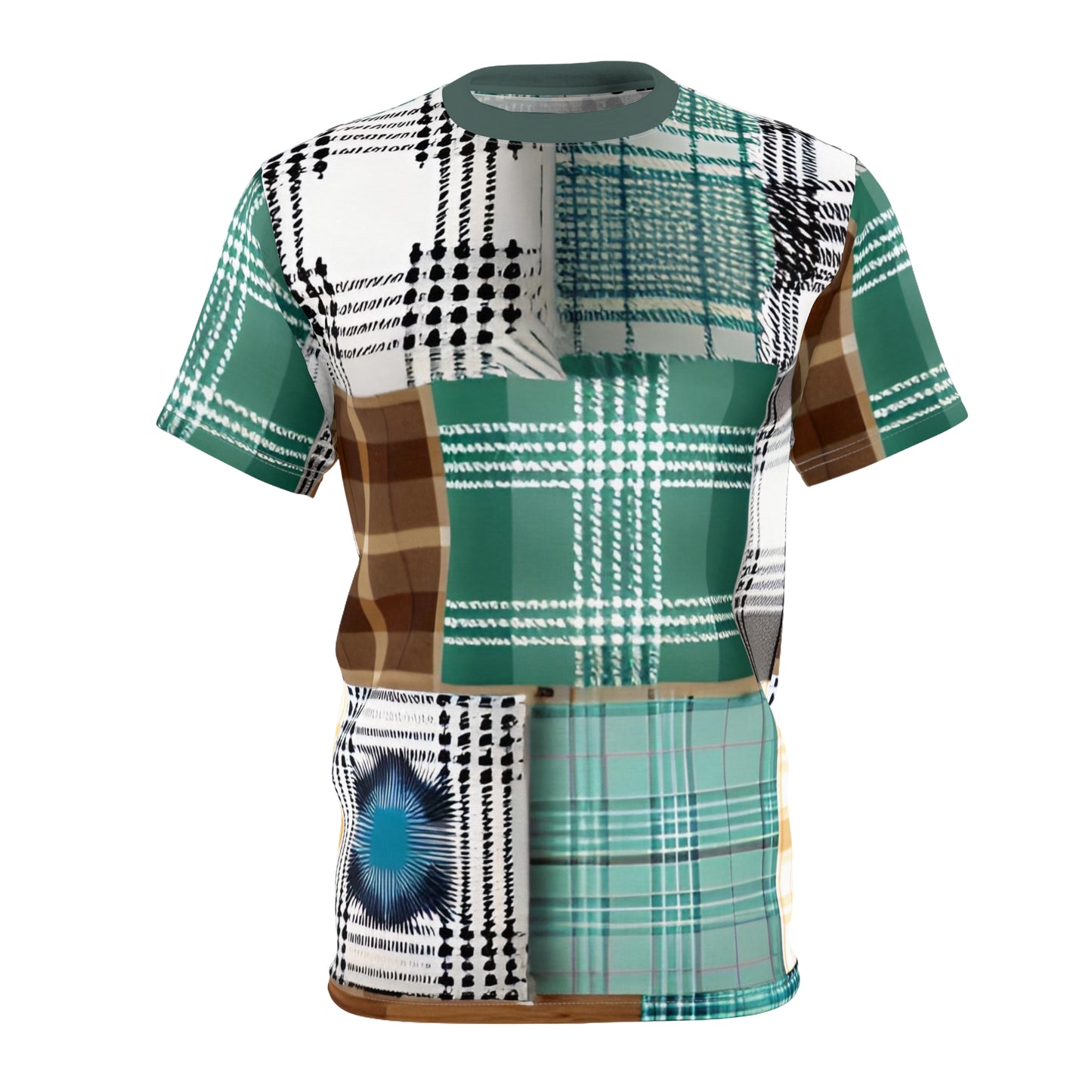 Plaid Patchwork Men's Cut & Sew Tee (AOP)