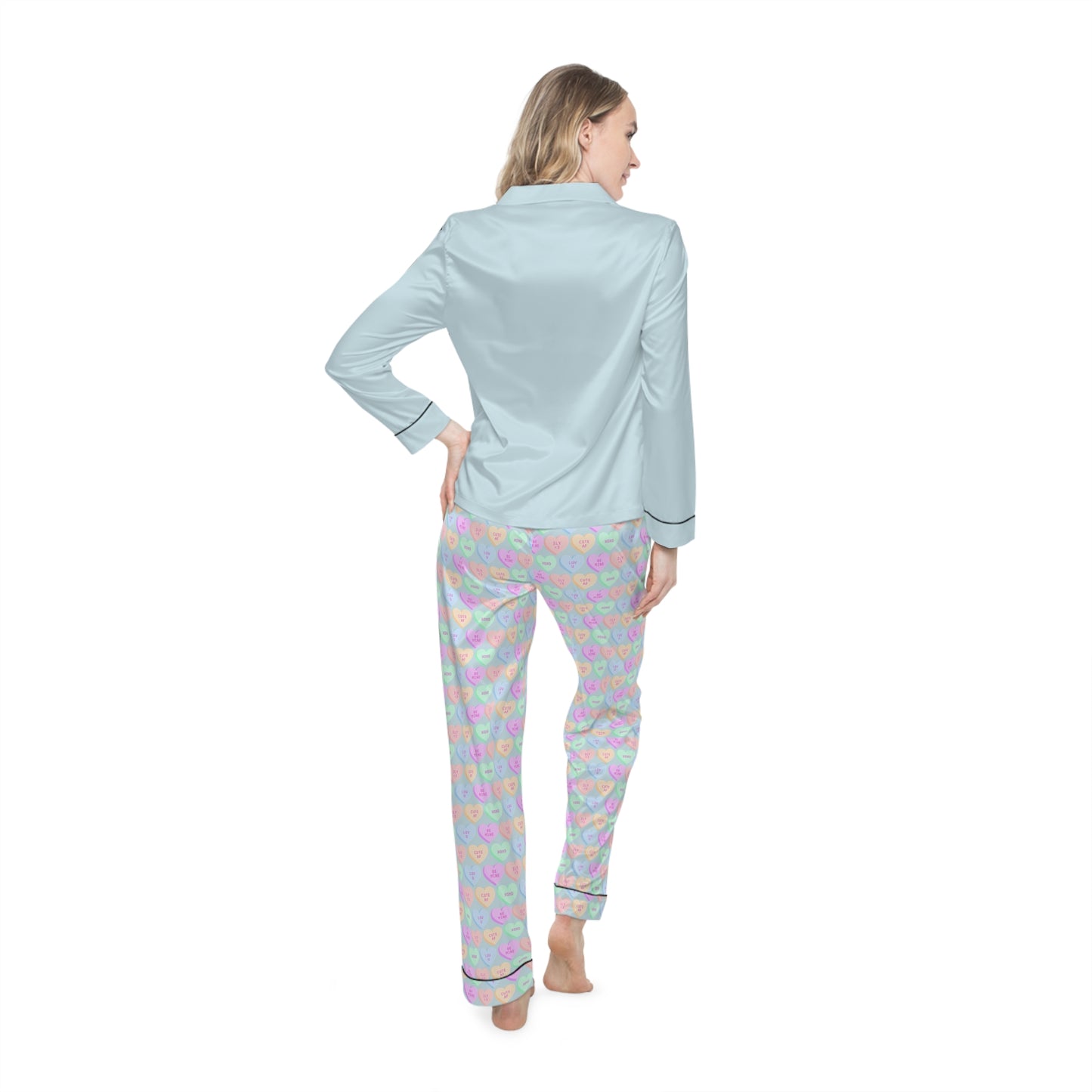 Affirming Hearts - Light Blue Women's Satin Pajamas (AOP)