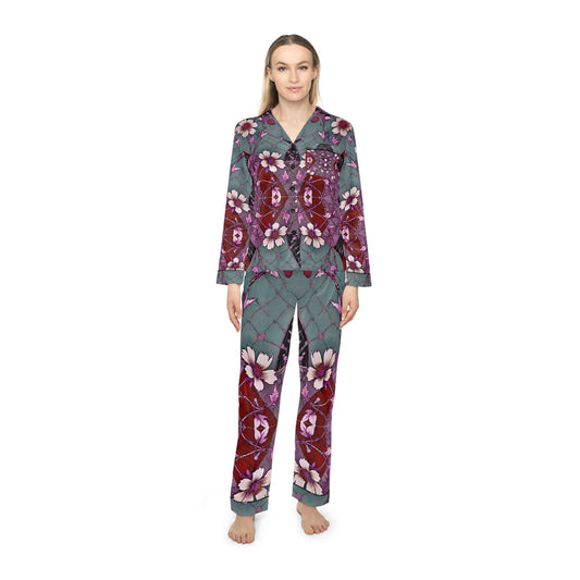 Blooming Mix Women's Satin Pajamas (AOP)