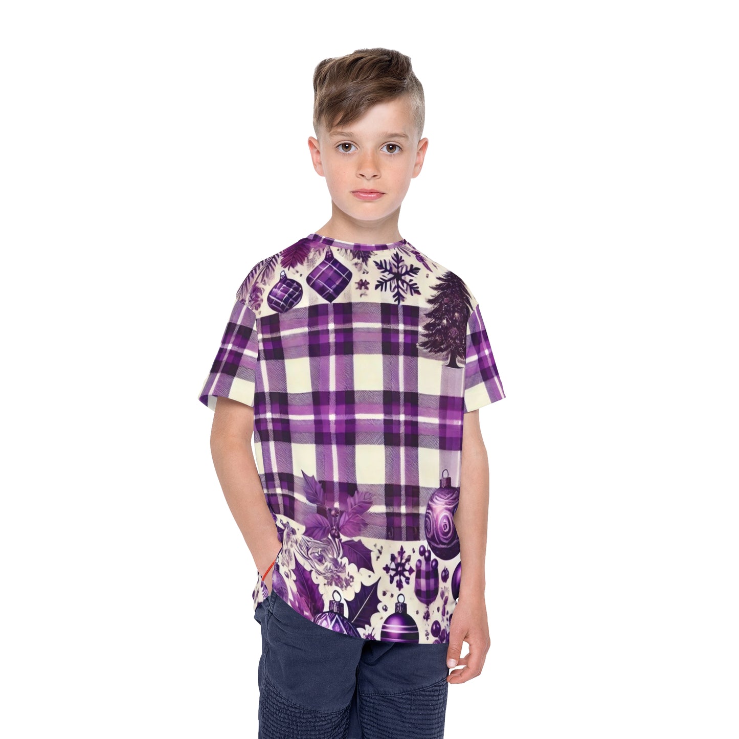 Icy Grape Plaid Kids Sports Jersey (AOP)