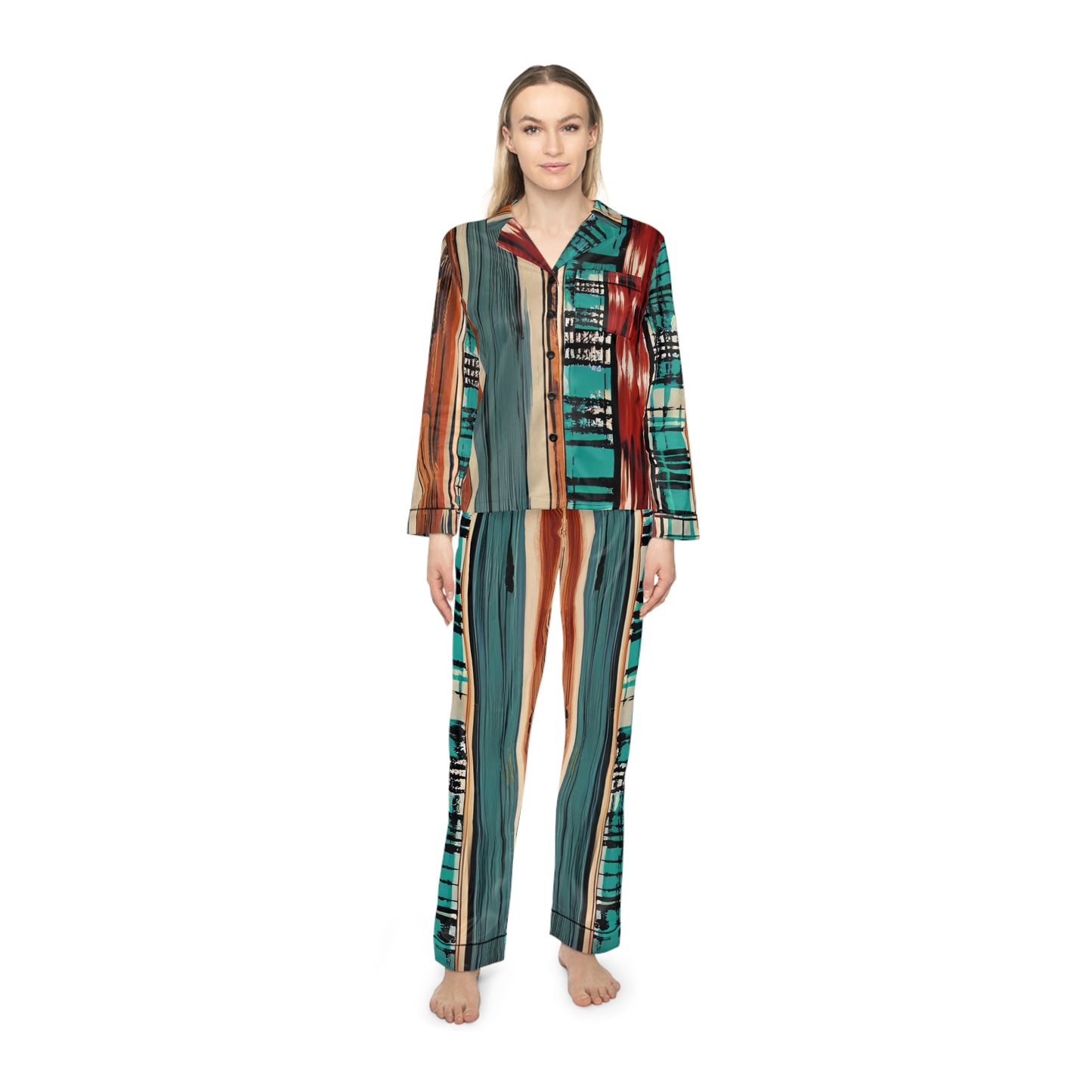 Colorstripes Women's Satin Pajamas (AOP)